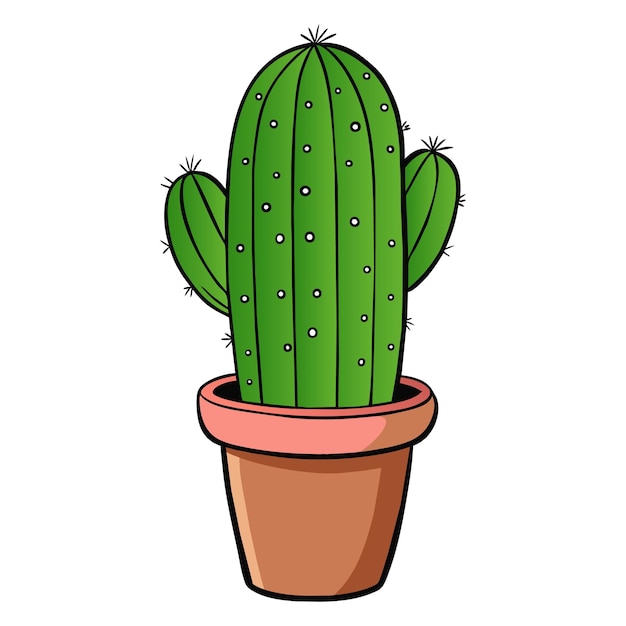 una planta de cactus con un fondo blanco y un dibujo de un cactus