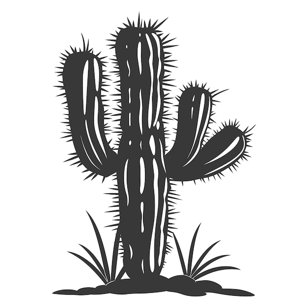 Vector planta de cactus de silueta sólo de color negro