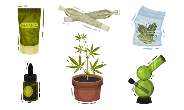 La planta de cannabis como conjunto de vectores de productos cosméticos y de tabaquismo