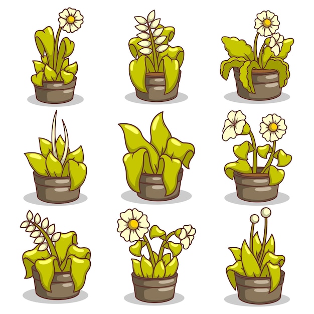 Planta de casa estilo de dibujos animados planta en maceta aislada en blanco