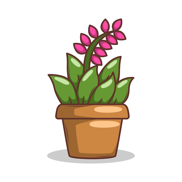 Planta de casa estilo de dibujos animados planta en maceta aislada en blanco