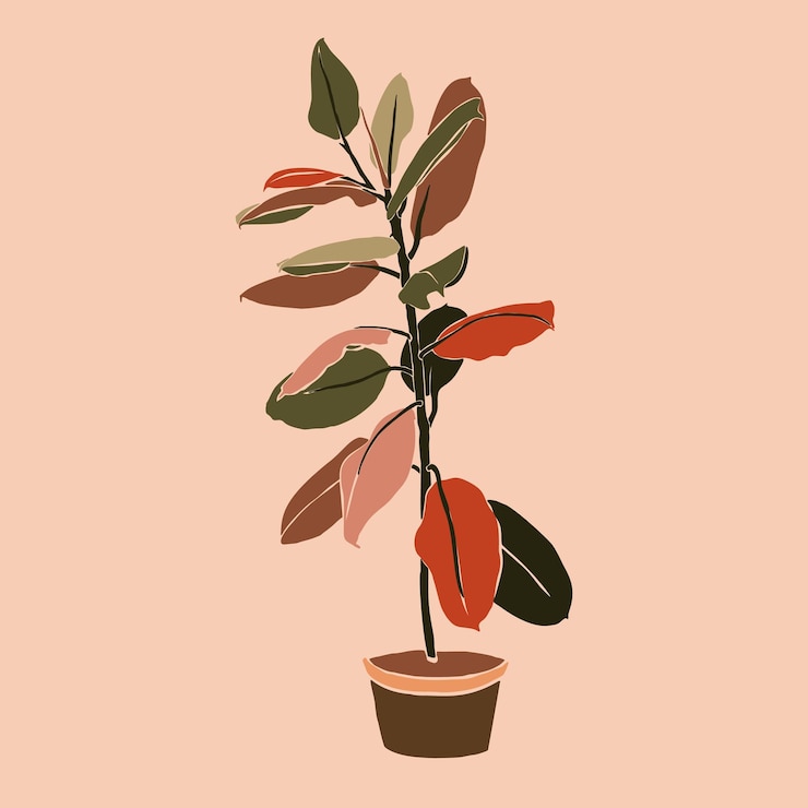 Vector planta de collage de arte hojas de ficus tropicales en un estilo minimalista de moda. silueta de una planta en un estilo abstracto simple contemporáneo. ilustración vectorial para impresión de camisetas, tarjetas, carteles, publicaciones en redes sociales