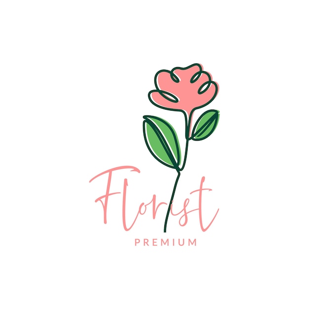 Planta femenina flor floristería floral moderna línea mínima arte colorido diseño de logotipo