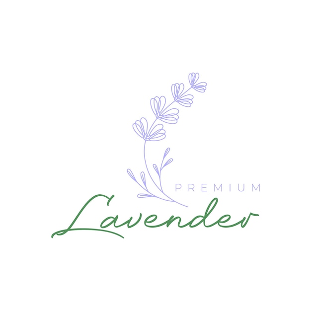 Planta flor lavanda belleza olor fragante línea mínimo femenino logotipo diseño vector icono ilustración plantilla