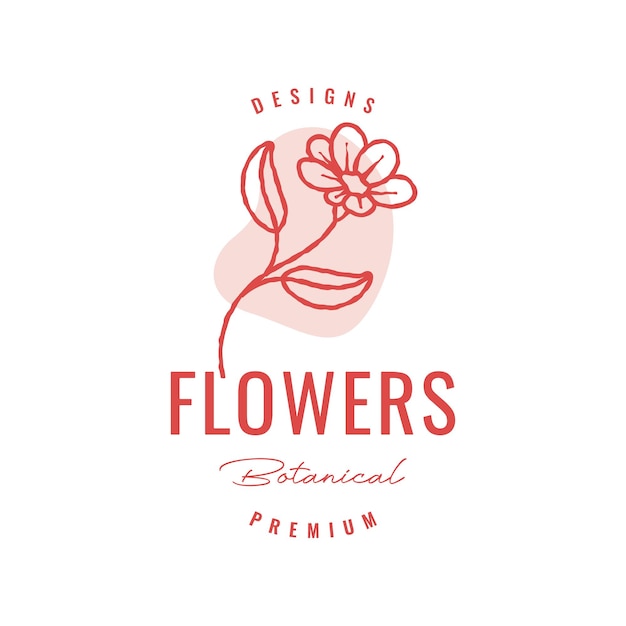 planta de flor de margarita estilo de línea simple vintage femenino hipster colorido diseño de logotipo ilustración de icono vectorial