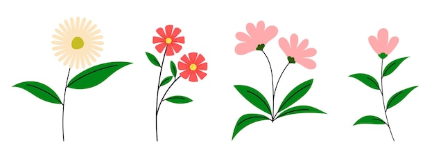 Planta de flor plana de dibujo a mano