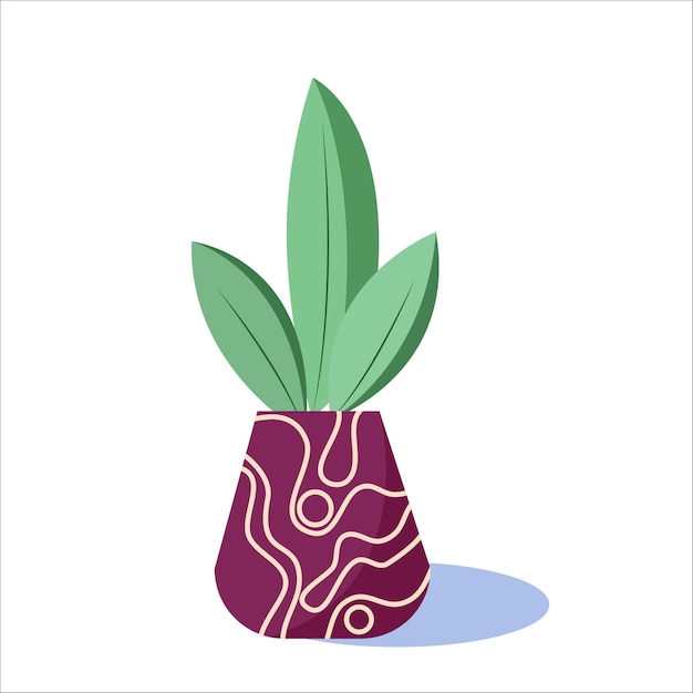 Planta de flores de ilustración vectorial que crece en una olla. Pequeña planta de semillero. icono de plántula