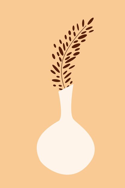 Planta en el fondo del patrón de jarrón Cartel minimalista de Boho para la decoración de la pared mínima de la camiseta de diseño