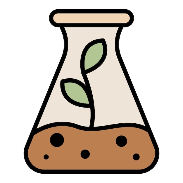 Planta en un icono de matraz Planta de contorno en un icono de vector de matraz color plano aislado