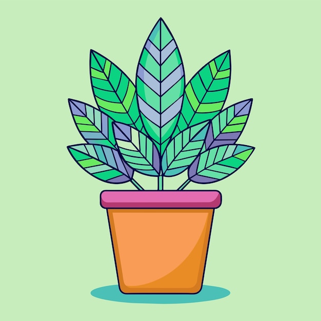 Una planta en una ilustración vectorial de olla