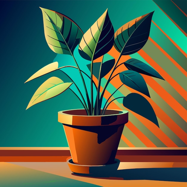 Vector una planta en una ilustración vectorial de olla