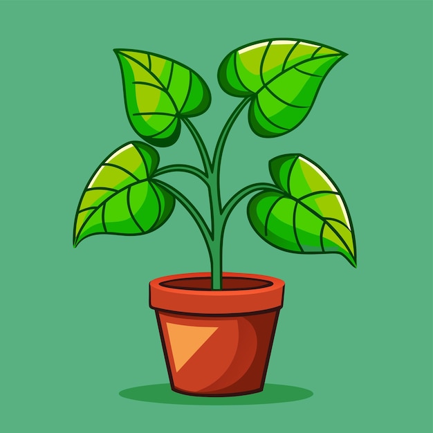 Una planta en una ilustración vectorial de olla