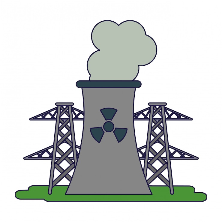 Vector planta industrial nuclear