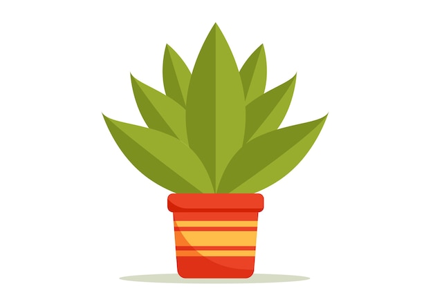 Planta de interior en un diseño plano vectorial de maceta