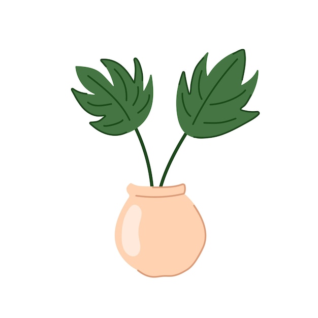 Planta de interior Monstera en olla para decoración interior en ilustración vectorial de estilo plano aislada en un