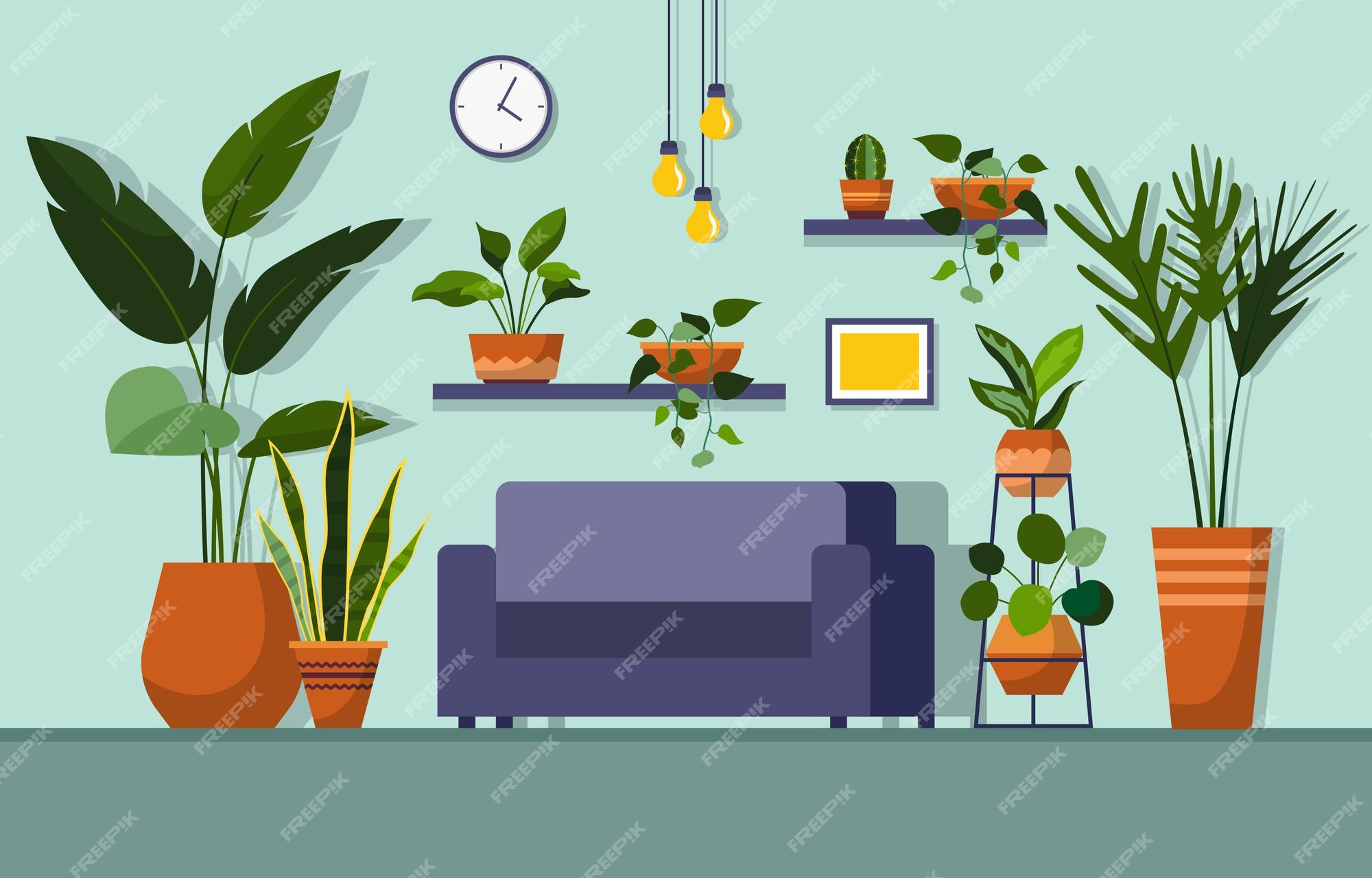 Planta de interior tropical planta decorativa verde en la sala de estar |  Vector Premium