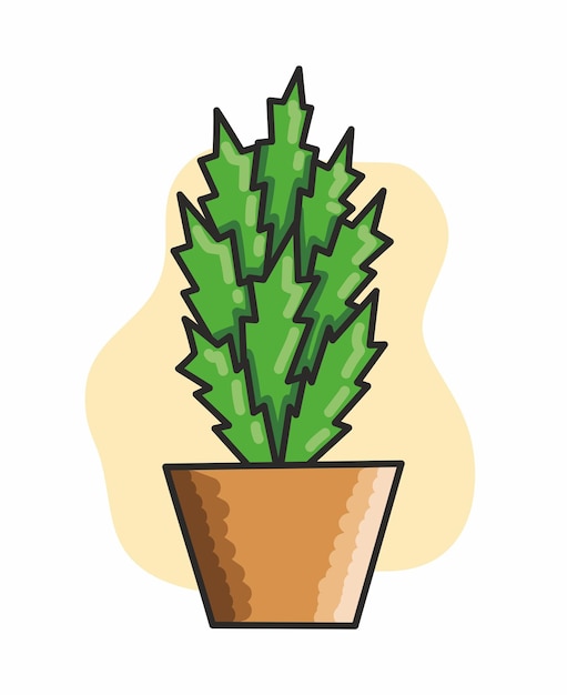 Planta en maceta aislada en la ilustración de vector de fondo blanco