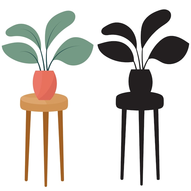 planta en maceta se encuentra en el vector de mesa