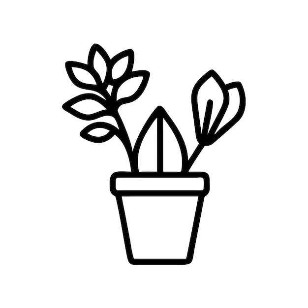 una planta en maceta con flores en ella y un dibujo de una flor en el medio