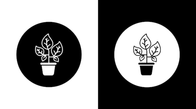 Planta en la maceta Icono Diseño Blanco y negro