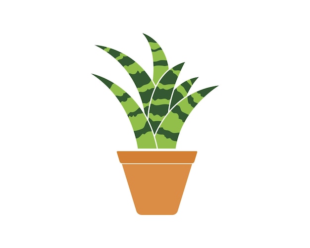 Planta en maceta icono logo vector ilustración diseño plantilla