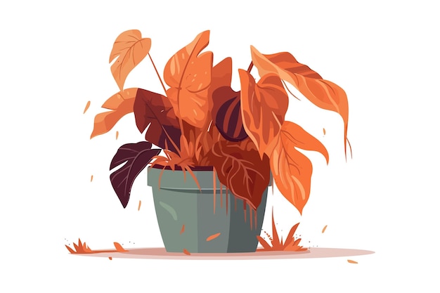 Planta marchita muerta en maceta aislada en el fondo Ilustración vectorial de dibujos animados