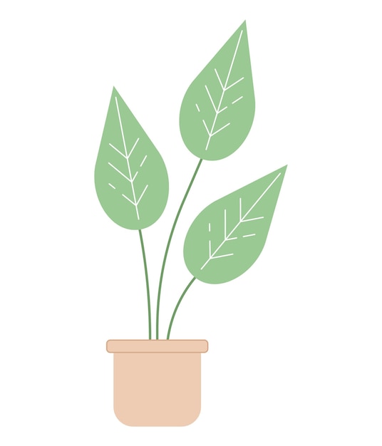 Planta Monstera en maceta objeto vectorial de color semiplano Grandes hojas de plantas exóticas con venas Icono de imágenes prediseñadas de dibujos animados editables sobre fondo blanco Ilustración simple para diseño gráfico web