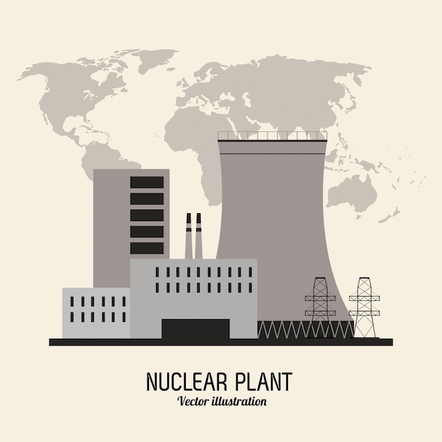 Planta nuclear en diseño colorido