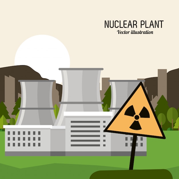 Vector planta nuclear en diseño colorido