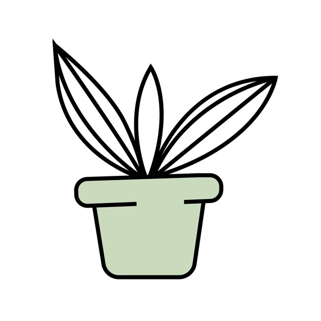Planta en la olla Ilustración vectorial en estilo doodle