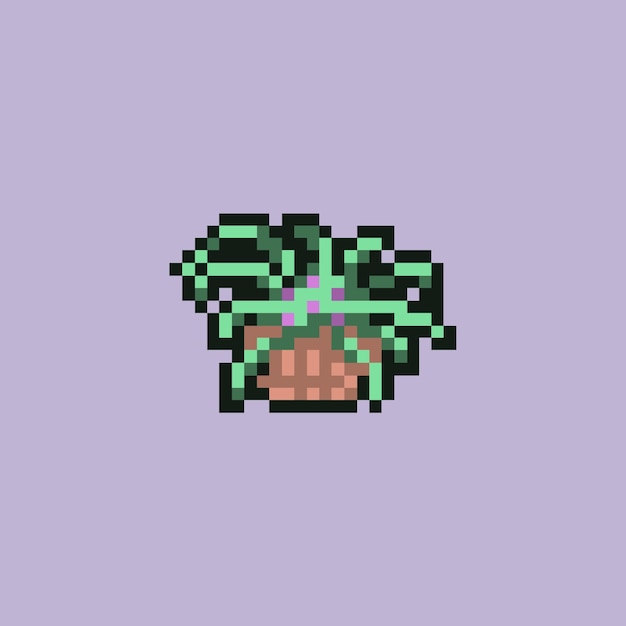 Planta de pixel art para activos de juego.