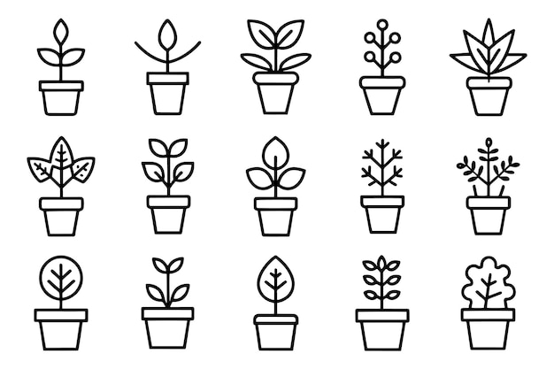 Planta que prospera en una olla que simboliza el crecimiento y la vitalidad relacionada con el icono de contorno de trazo editable conjunto de ilustración vectorial plana aislada fondo blanco