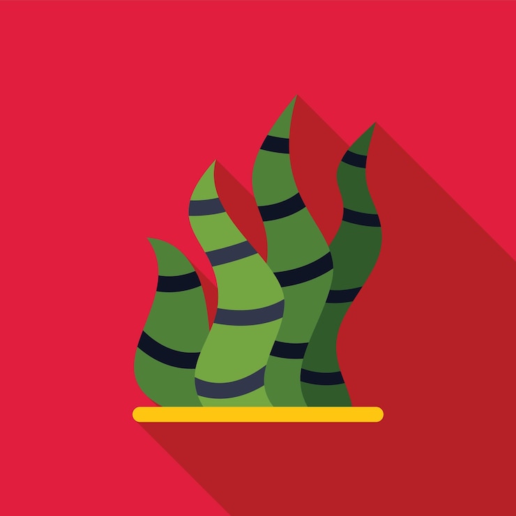 Vector planta de sansevieria trifasciata rayada que crece en una olla amarilla icono de diseño plano