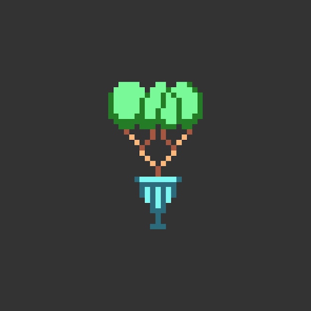 planta simple de pixel art en maceta