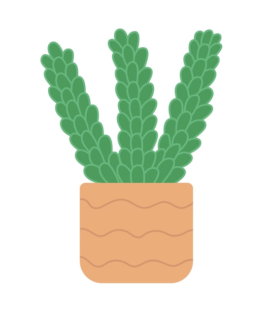 Planta suculenta en una olla Ilustración plana del vector Planta de cactus en una olla de cerámica