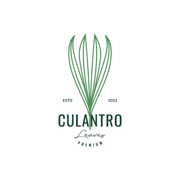 Vector planta tropical culantro deja plantilla de ilustración de icono de vector de diseño de logotipo de color hipster