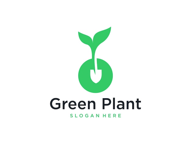 Planta verde con alcance y diseño de logotipo de planta.