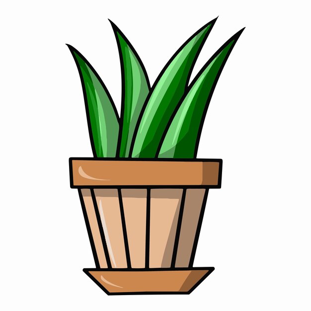 Planta verde sansevieria aloe en una maceta de cerámica plantas de interior ilustración vectorial de dibujos animados