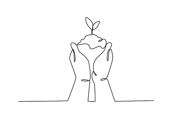 Plantar árboles para proteger la tierra Día Mundial de la Educación Ambiental dibujo en línea
