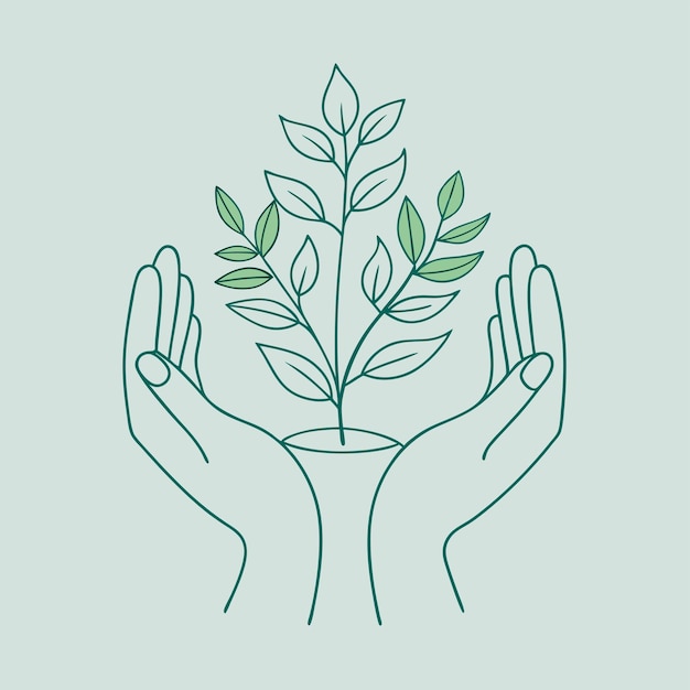 Plantar jóvenes en la palma con la mano