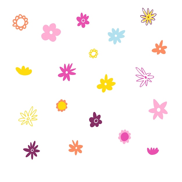 Plantas abstractas dibujadas a mano Ilustración vectorial de arte ingenuo minimalista de flores coloridas
