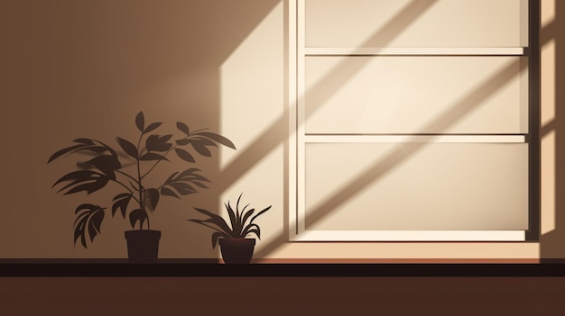 Vector plantas en un alféizar de la ventana con un marco blanco y una planta en primer plano