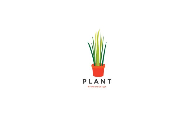 Plantas decorativas con macetas hoja larga logotipo símbolo icono vector gráfico diseño ilustración