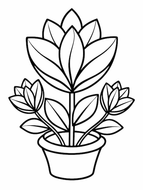 Plantas y flores para colorear páginas de libros para niños y adultos con diseño vectorial