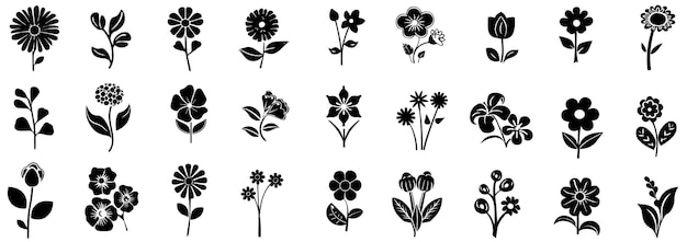 Las plantas de flores establecen una silueta aislada Constructor de la figura primitiva postmoderna geométrica de moda