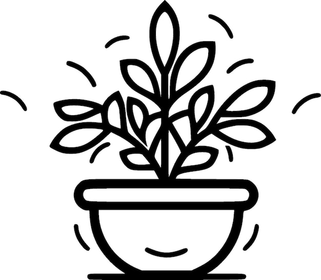 Plantas Ilustración vectorial de silueta minimalista y simple