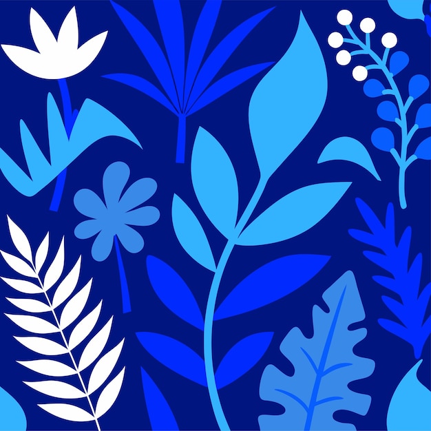 plantas de matiz azul patrón sin costuras arte vectorial e ilustración