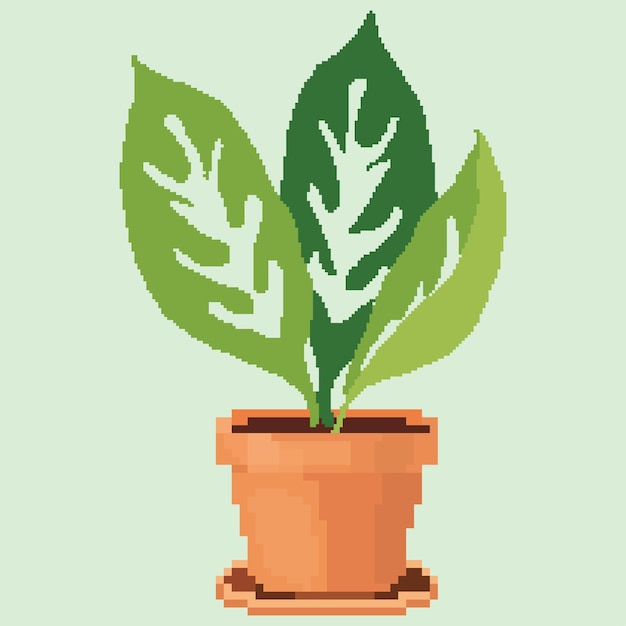 Plantas ornamentales de vector de píxeles