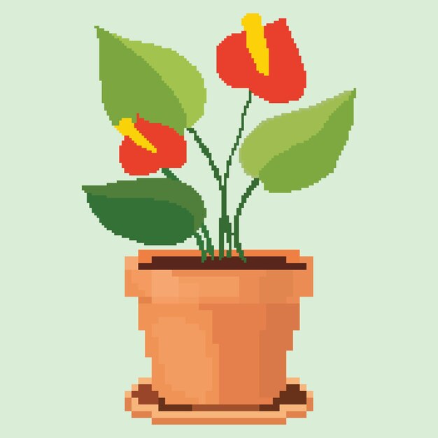 plantas ornamentales de vector de píxeles