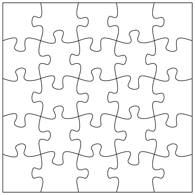 Vector plantilla de 20 piezas de rompecabezas veinte piezas de rompecabezas conectadas entre sí